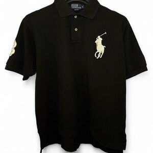 Ralph Lauren Black Polo Shirt with Cream Logo